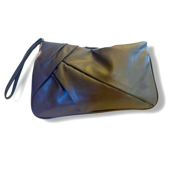 Vintage women’s clutch wristlet bag, 80s style shaped dark gray - Picture 1 of 12